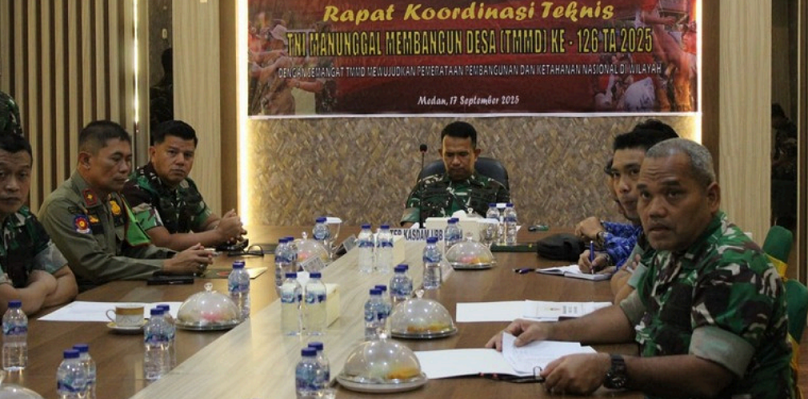Rapat Koordinasi Pelaksanaan TNI Manunggal Membangun Desa (TMMD) Ke-126 TA 2025 Di Wilayah Kodim 0201/Medan Secara Video Conference